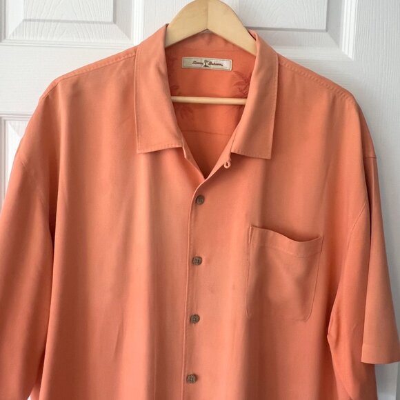 Peach-Colour Tommy Bahama Short Sleeve Weaved Silk/Cotton Shirt! - Picture 2 of 16